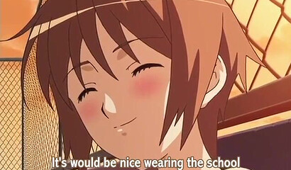 Beaten guy watches guys gang bang a hentai slut