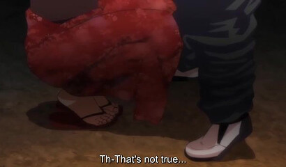 Hentai slut sucks a guy's cock like a lollipop and flows with excitement