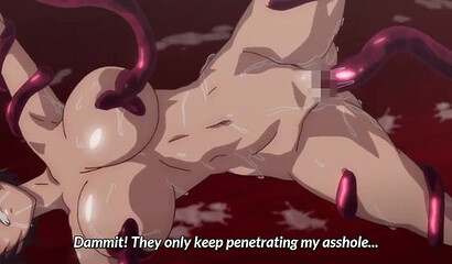 The monsters' tentacles filled the girls' pussies with alien semen.