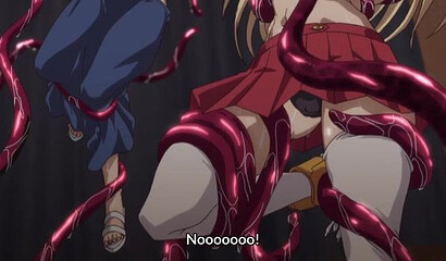 The monsters' tentacles filled the girls' pussies with alien semen.