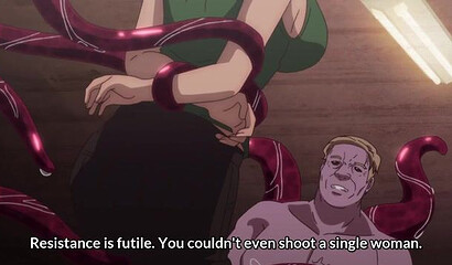 The monsters' tentacles filled the girls' pussies with alien semen.