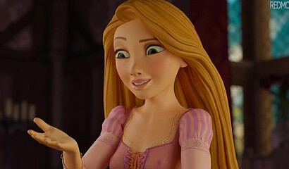 Disney princess Rapunzel sucks prince's small cock and swallows cum