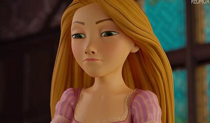 Disney princess Rapunzel sucks prince's small cock and swallows cum