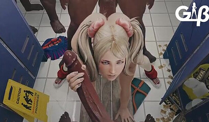 Negro basketball players brutally rape blonde girl in locker room in 3D cartoon