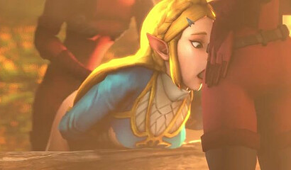 Natives fuck cute princess Zelda from Legend of Zelda in two holes at once