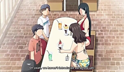 Married milfs have group sex with young guys in anime