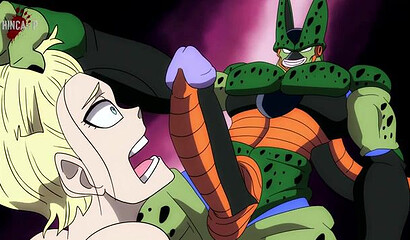 Big and scary monster fucks Dragon Ball Z cartoon heroines in all holes