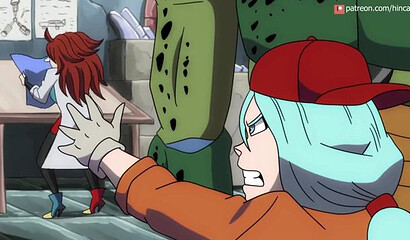 Big and scary monster fucks Dragon Ball Z cartoon heroines in all holes