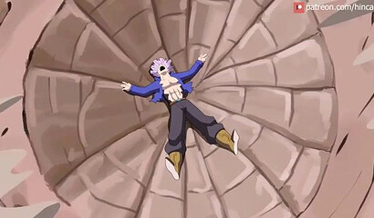 Big and scary monster fucks Dragon Ball Z cartoon heroines in all holes