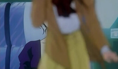 An anime teenager peeped on two lesbians and got into a threesome