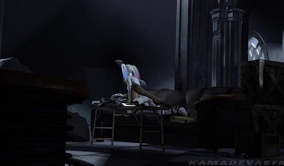 Naughty Harley Quinn's futanari dick fucks moaning Batgirl