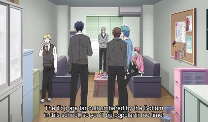 Gay yaoi students have anal threesome in anime cartoon