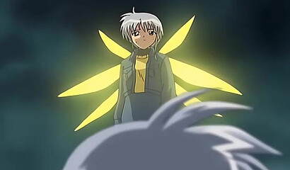 Fairy girls gently lick each other's tits in anime sex cartoon