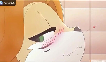 Fluffy cat fucks sexy vixen from anime cartoon in the bathtub
