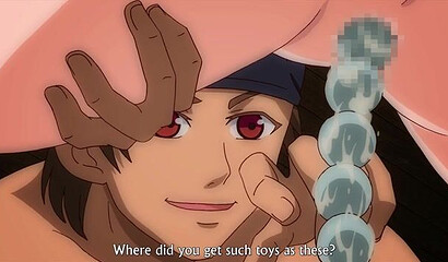 Warrior girl from hentai cartoon fucks in the forest with a variety of monsters