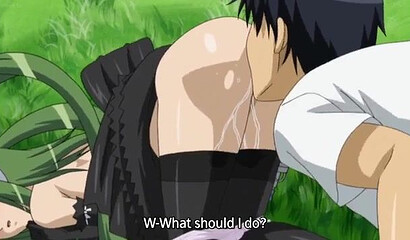 Two hentai nurses with big tits fuck in the woods with a lucky guy