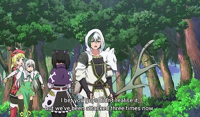 Plant monster with long tentacles fucks two hentai girls in the forest