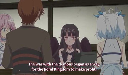 Succubus girl masturbates outside while guy fucks harem girls