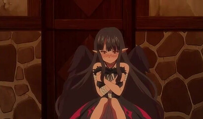 Succubus girl masturbates outside while guy fucks harem girls