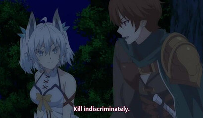 Succubus girl masturbates outside while guy fucks harem girls