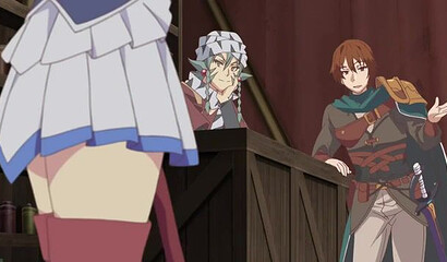 Succubus girl masturbates outside while guy fucks harem girls