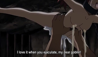 A goblin's huge dick almost ripped a hentai cartoon girl in two.