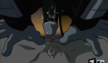 Big and strong Detstroke fucks Raven from the Teen Titans cartoon in the ass.
