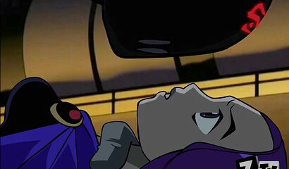 Big and strong Detstroke fucks Raven from the Teen Titans cartoon in the ass.