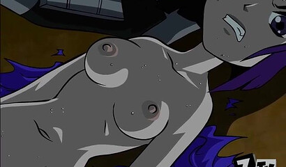 Big and strong Detstroke fucks Raven from the Teen Titans cartoon in the ass.
