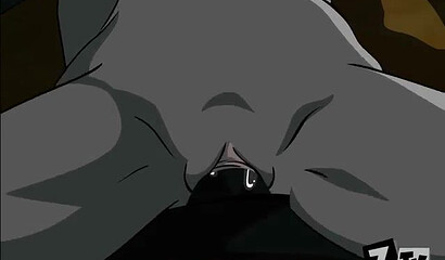 Big and strong Detstroke fucks Raven from the Teen Titans cartoon in the ass.