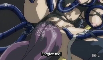 Long tenacles of hentai monster penetrate deep into the ass of the enchantress