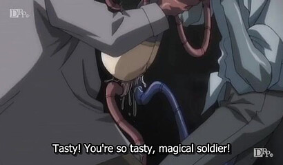 Long tenacles of hentai monster penetrate deep into the ass of the enchantress