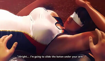 Sexy athlete in 3D sex cartoon fucks with her coach