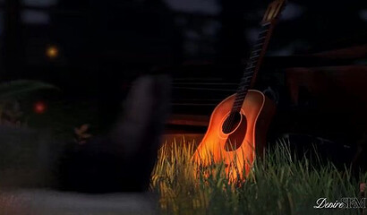 Ellie and Joel from The Last of Us have sex in the woods around a campfire