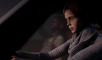 Ellie and Joel from The Last of Us have sex in the woods around a campfire