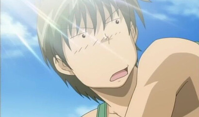 Muscular woman in hentai cartoon fucks teenager in shower