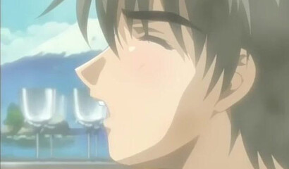 Muscular woman in hentai cartoon fucks teenager in shower