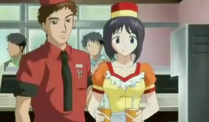 Kinky burger shop manager fucks cute employee in back room