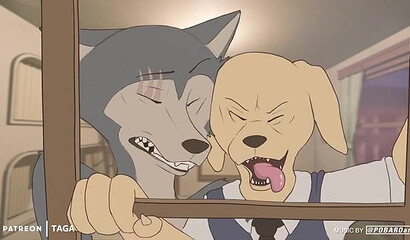 The gray wolf from the cartoon licks the dog's ass and fucks him doggy-style.