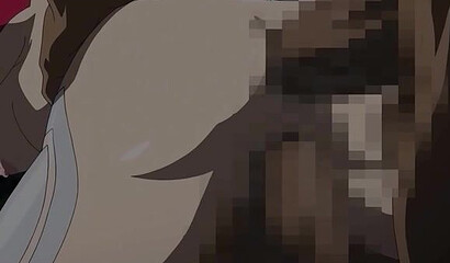 Animals with big dicks fuck a wounded hentai warrior in the woods