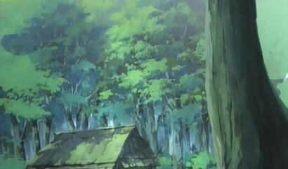 A scary demon raped a beautiful brunette from a hentai cartoon in the woods