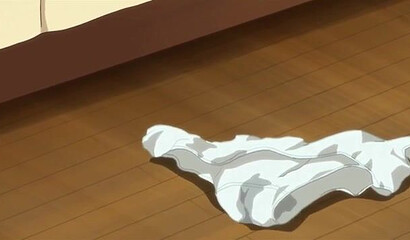 A young hentai cartoon hero runs between the pussies of his sister and girlfriend