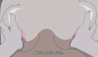 A young hentai cartoon hero runs between the pussies of his sister and girlfriend