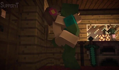 Zombies and an iron golem hardcore fuck little Jenny from Minecraft