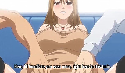 Perverted thugs fuck a poor girl from a hentai cartoon on a train