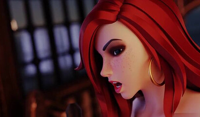 Redheaded Ms. Fortuna from League of Legends enjoys anal sex