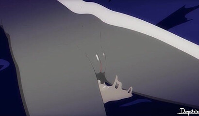 Beastboy from Teen Titans turns into a horse and a tyrannosaurus while fucking Raven