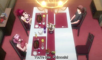 Cat girl with futanari cock fucks sleeping friend in hentai cartoon