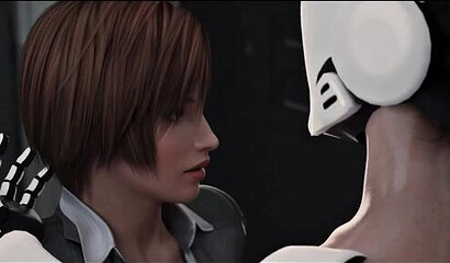 Robot girl fucks futanari girl with dick in 3D porn cartoon