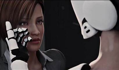 Robot girl fucks futanari girl with dick in 3D porn cartoon